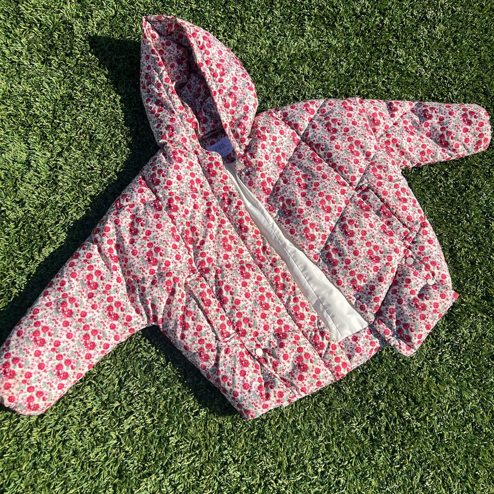 Zara quilted floral jacket with scarf